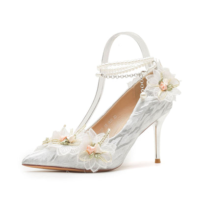 Elegant Lace Flower High Heels for Women S0005