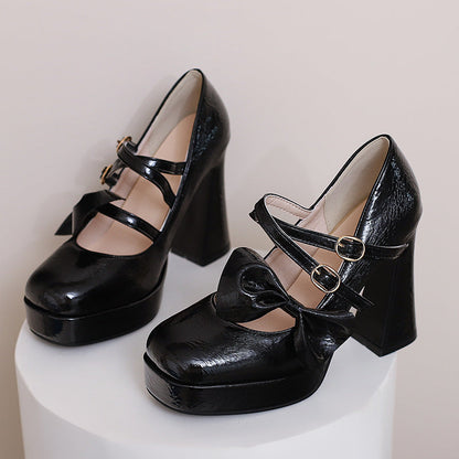 Bow Chunky Heels Shoes SE23888