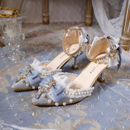 Lace Bow Pearl Shoes SE23548