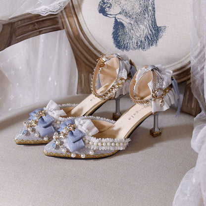 Lace Bow Pearl Shoes SE23548
