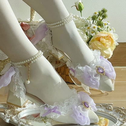 Lace Flower Heels Shoes SE23558