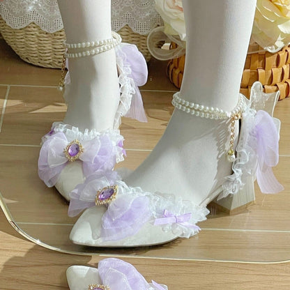 Lace Flower Heels Shoes SE23558