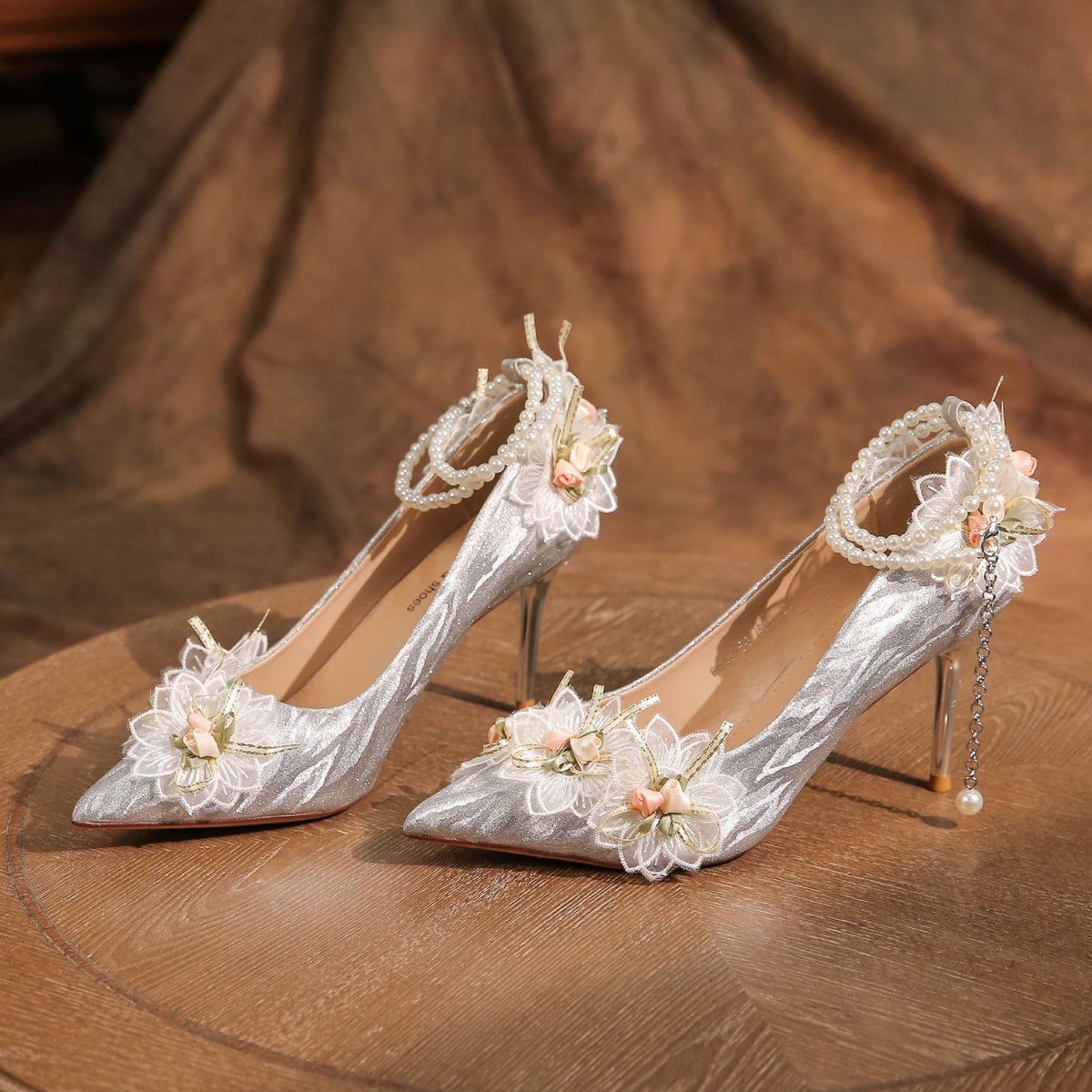 Elegant Lace Flower High Heels for Women S0005